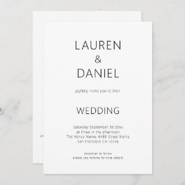 Enkel text QR-kod Svartvitt Bröllop Inbjudningar