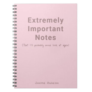 Enkel text Viktiga anteckningar Pastell Rosa Anteckningsbok