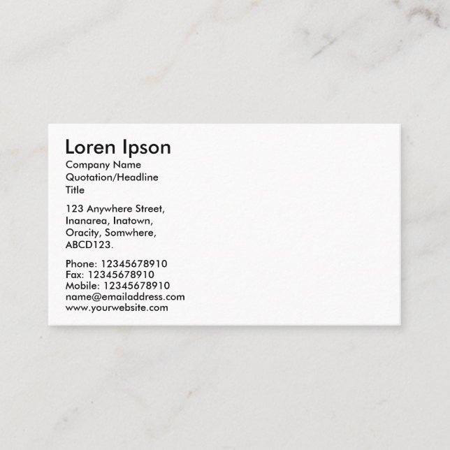 Enkel text - vit visitkort (Framsida)