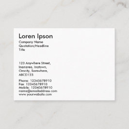 Enkel text - vit visitkort