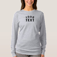 Enkel textmall Womens Långärmad Grått