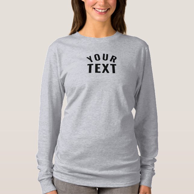 Enkel textmall Womens Långärmad Grått T Shirt (Framsida)