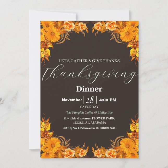 Enkel Thanksgiving Elegant - månhöstfälla Inbjudningar (Framsida)