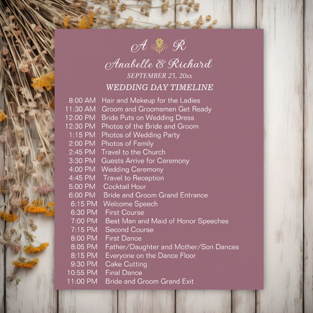 Enkel tidslinje för Monogram Elegant bröllop Flygblad (Skapare uppladdad)