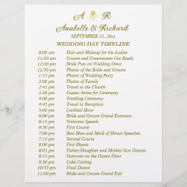 Enkel tidslinje för Monogram Elegant bröllop Reklamblad