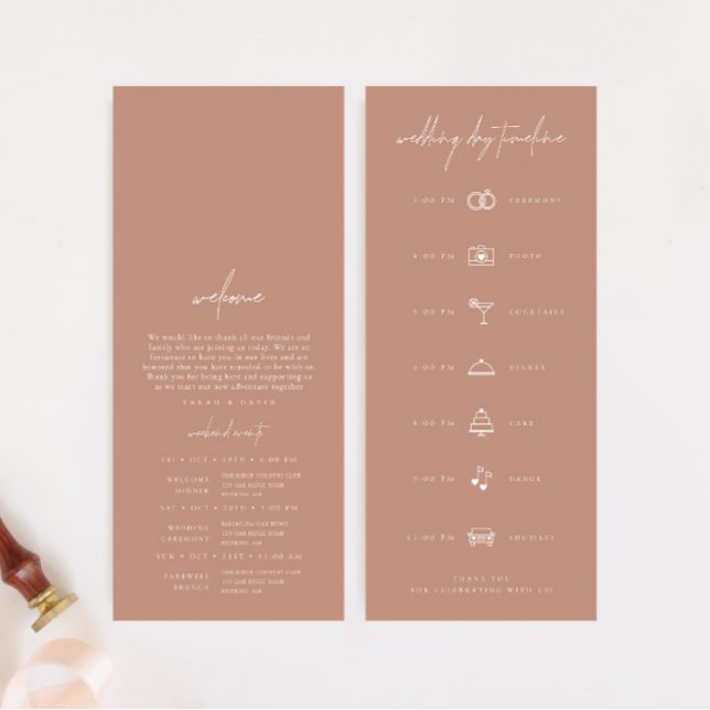 Enkel tidslinje för  Rosa, modern Bröllopsdag (Simple Blush Pink Modern Wedding Day Timeline)