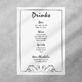 Enkel timodig Hand plockade Svan Pub drinks Bröllo Meny