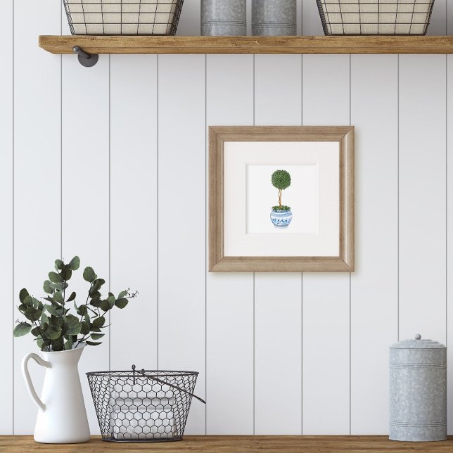Enkel Topiary-träd i Chinoiserie Kruka Konst Poster (Single topiary tree art print)