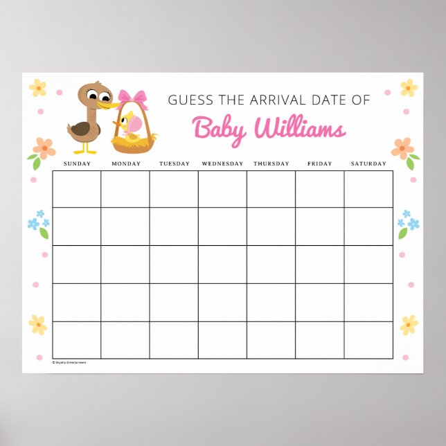 Enkel toppen | 5 Little Ankor Girl Baby Shower Poster (Framsidan)