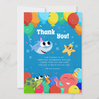 Enkel toppen | Finny the Shark Ballons Birthday Tack Kort