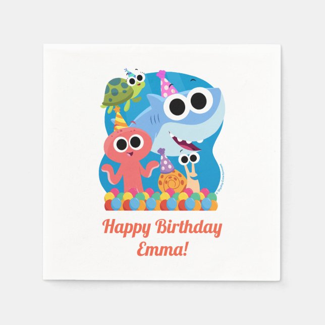 Enkel toppen | Finny the Shark Confetti Birthday Pappersservett (Framsidan)
