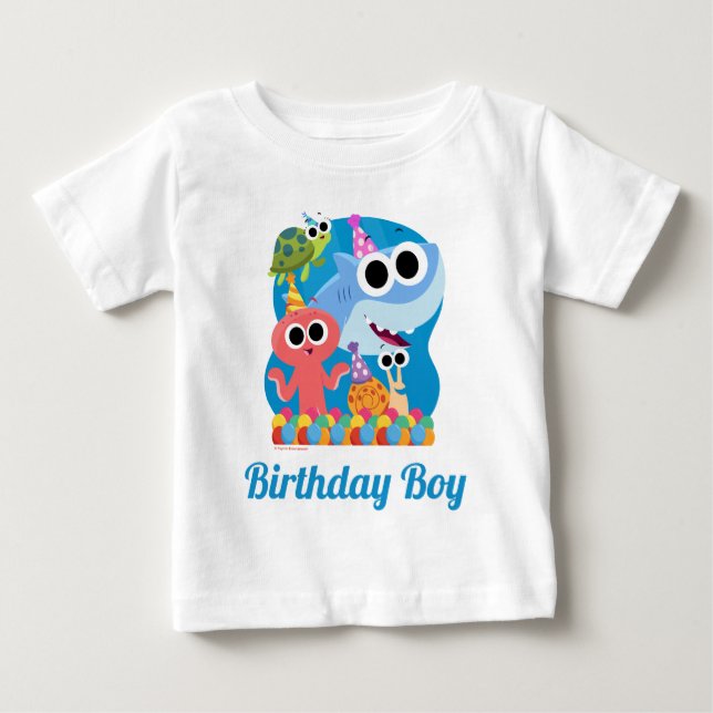 Enkel toppen | Finny the Shark Confetti Birthday T Shirt (Framsida)