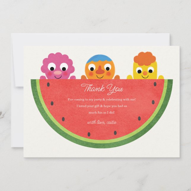 Enkel toppen | Noodle & Pals Watermelon Party Tack Kort (Framsida)