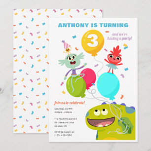 Enkel toppen Rhymington Confetti Birthday Inbjudningar