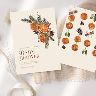 Enkel torkad apelsin kanel vinter baby shower inbjudningar