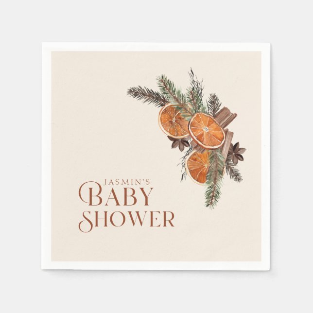 Enkel torkad Orange, segment och skal för babykläd Pappersservett (Framsidan)