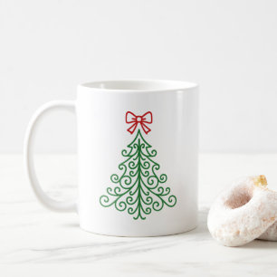 Enkel Träd med Bow Modern jul Kaffemugg