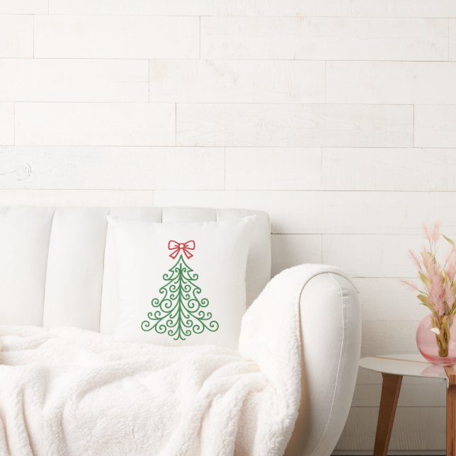 Enkel Träd med Bow Modern jul Kudde (Soffa)