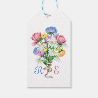 Enkel trädgård vår tusenskönor vildblomma minimal presentetikett