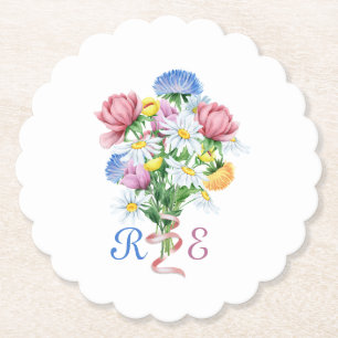 Enkel Trädgårds Fjäril Daisy Vildblomma Minimal Underlägg Papper