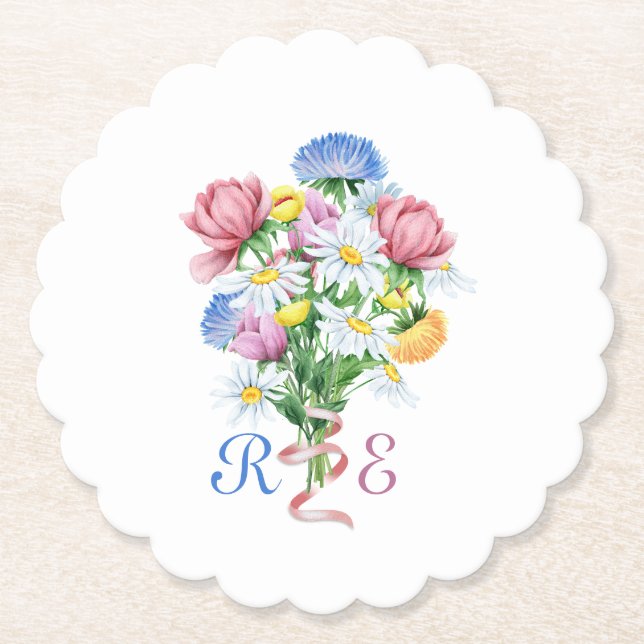 Enkel Trädgårds Fjäril Daisy Vildblomma Minimal Underlägg Papper (Framsida)