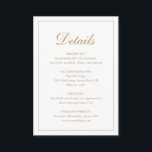 Enkel traditionell Elegant Guld Bröllop Tilläggskort<br><div class="desc">Kortet stil faux guld bröllop med en enkel utformning med "Detaljer" i en elegant-kalligrafi inuti ett tunt gräns. Med mallen kan du  viktig information om din speciella dag. Den här klassiska designen är perfekt för ett formellt bröllop.</div>