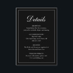 Enkel traditionell Elegant, svart Bröllop Tilläggskort<br><div class="desc">Kort för svart bröllop-hölje i stil,  traditionellt,  med en enkel utformning med "Detaljer" i en kalligrafi av eleganten inuti ett tunt gräns. Med mallen kan du  viktig information om din speciella dag. Den här klassiska designen är perfekt för ett formellt bröllop.</div>
