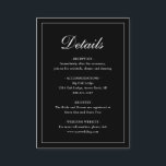 Enkel traditionell Elegant, svart Bröllop Tilläggskort<br><div class="desc">Kort för svart bröllop-hölje i stil,  traditionellt,  med en enkel utformning med "Detaljer" i en kalligrafi av eleganten inuti ett tunt gräns. Med mallen kan du  viktig information om din speciella dag. Den här klassiska designen är perfekt för ett formellt bröllop.</div>