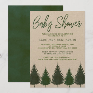 Enkel trädstödschema Gräs Träd Greenery Baby Showe Inbjudningar