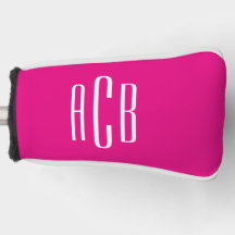Enkel tre bokstäver varm rosa och vit monogram