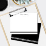 Enkel tre Rand Black & Grått Manar Stationery Anteckningskort<br><div class="desc">Den här utformningen har tre rand vid grund på kortet och utrymme för ett namn. Klicka på knappen Anpassa om du vill flytta/ bilder och ändra texten ytterligare! Det finns variationer i denna utformning, ytterligare färg och samordnade produkter i vår butik, zazzle.com/store/doodlelulu. Kontakta oss om du behöver den här designen...</div>