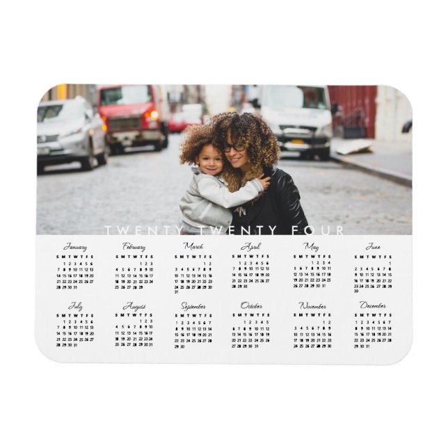 Enkel Trendig 2024 Fotokalender Magnet (Horisontell)