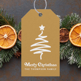 Enkel Trendig Retro Guld Jul Returadress Presentetikett