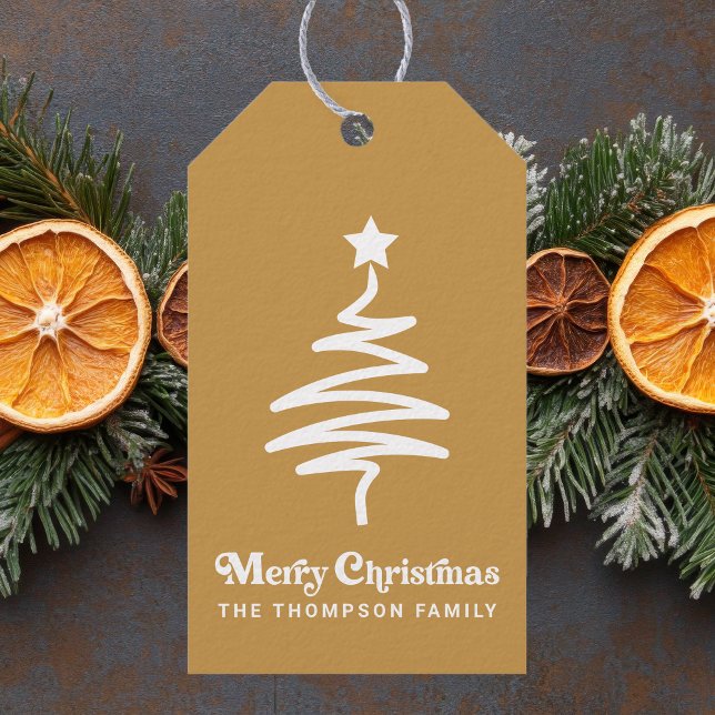 Enkel Trendig Retro Guld Jul Returadress Presentetikett (Skapare uppladdad)