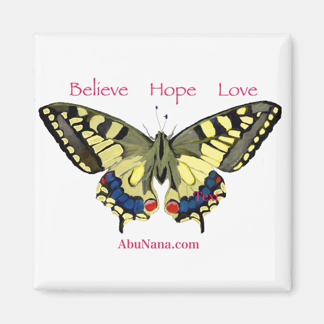 Enkel tro, hopp, Kärlek, fjäril Magnet (Framsidan)