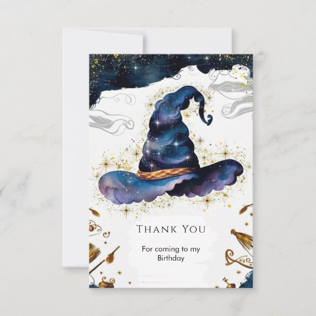 Enkel Trollstav Trollkarl Födelsedag Tack Kort (Framsida)