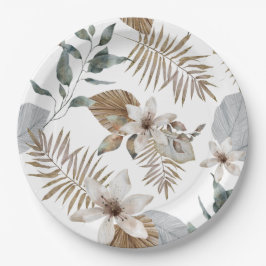 Enkel tropisk bröllopsdusch tallrik | Grön blad