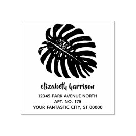 Enkel tropisk Monstera Löv-Returadress Stämpel