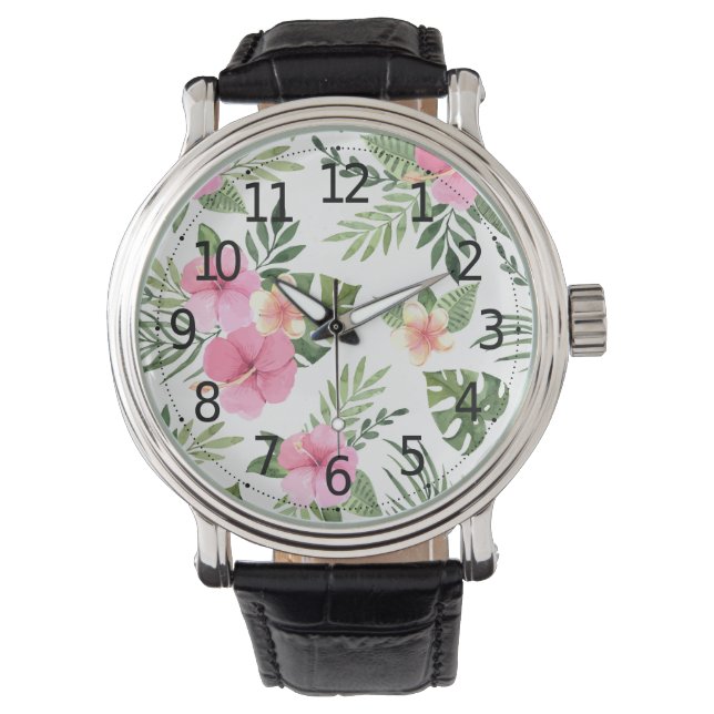 Enkel Tropisk sommarBlommigt | Manar Watch Armbandsur (Framsida)