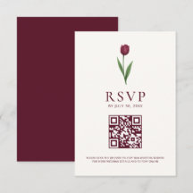 Enkel Tulpan Elfenbensminimalistisk Bröllops QR-ko
