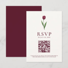 Enkel Tulpan Elfenbensminimalistisk Bröllops QR-ko OSA Kort