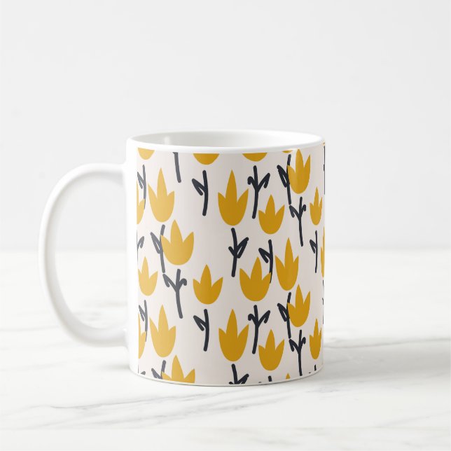 Enkel tulpanblomma, sömlös mönster kaffemugg (Vänster)