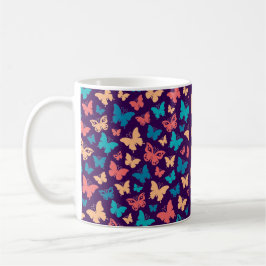 Enkel turguoise lila Butterfly mönster namn Kaffemugg