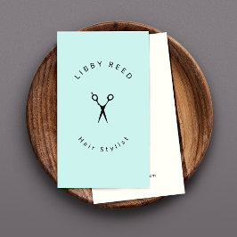 Enkel turkos Blue Hairstylist Sissors Salon Visitkort