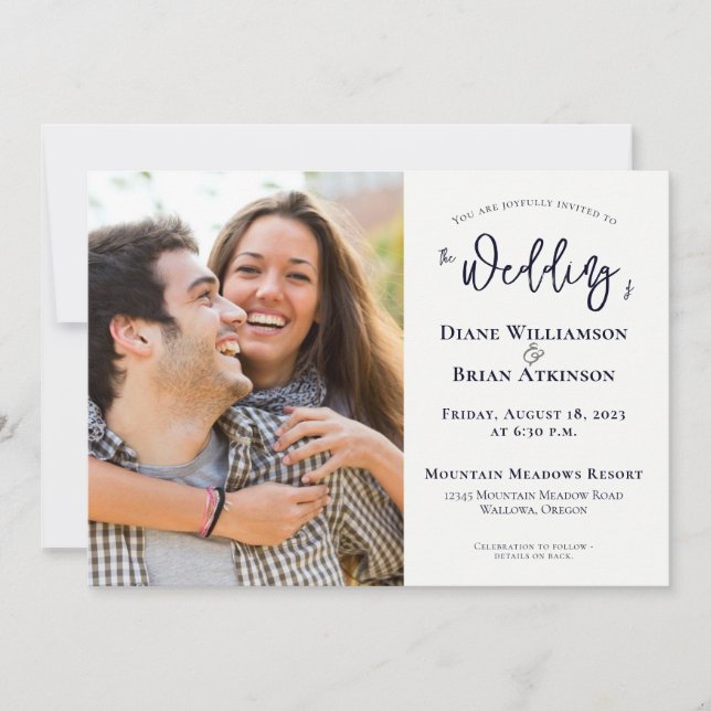 Enkel två-foto 2:a bröllop allt-i-ett bröllop meddelande (Framsida)