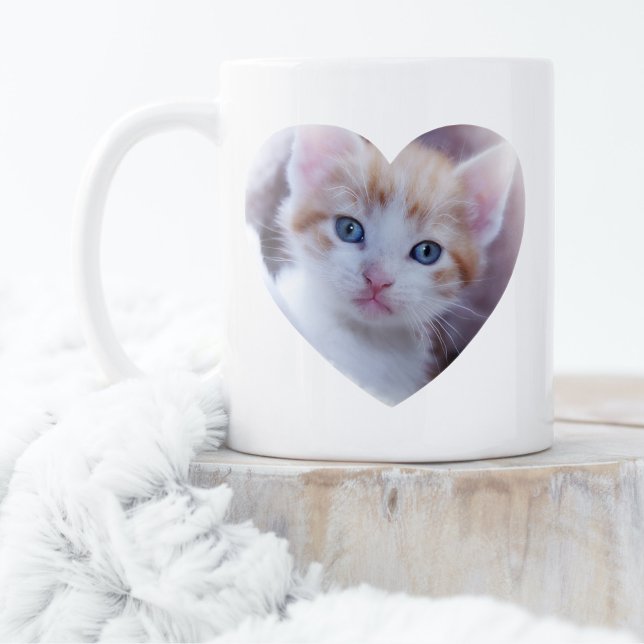 Enkel två hjärtfotodesign kaffemugg (Skapare uppladdad)