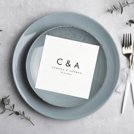 Enkel typ Svartvitt Bröllop Monogram Pappersservett