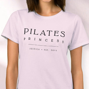 Enkel typografi anpassad rosa Pilates prinsessa T Shirt