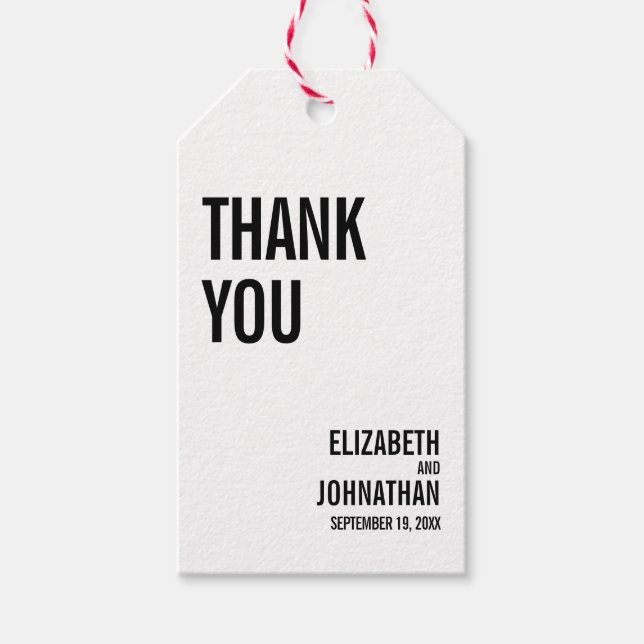 Enkel typografi Bröllop Tack Gift-Märkre Presentetikett (Framsidan)