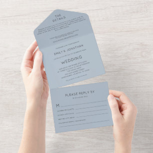 Enkel typografi - Dusty Blue Bröllop